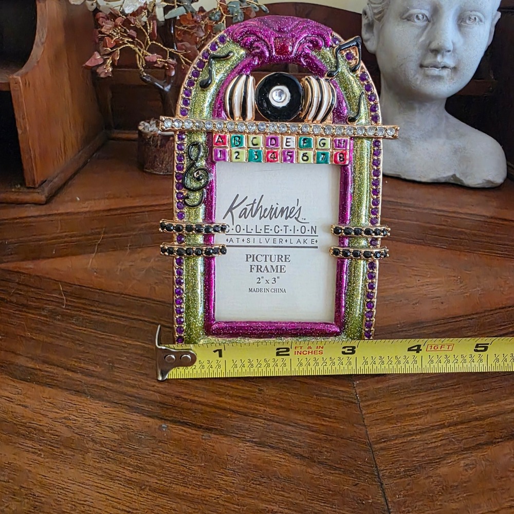 Katherine's Collection Enamel Picture Frame Jukebox Green Purple 2x3 Retro Decor - Picture 5 of 5